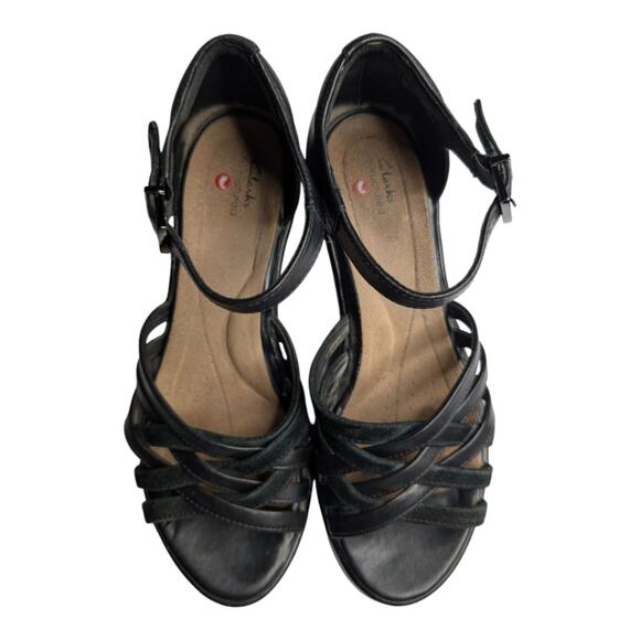Clarks Shoes Un Plaza Vibe Combi Strappy Wedge Comfort Sandal Black 8 - Picture 8 of 10
